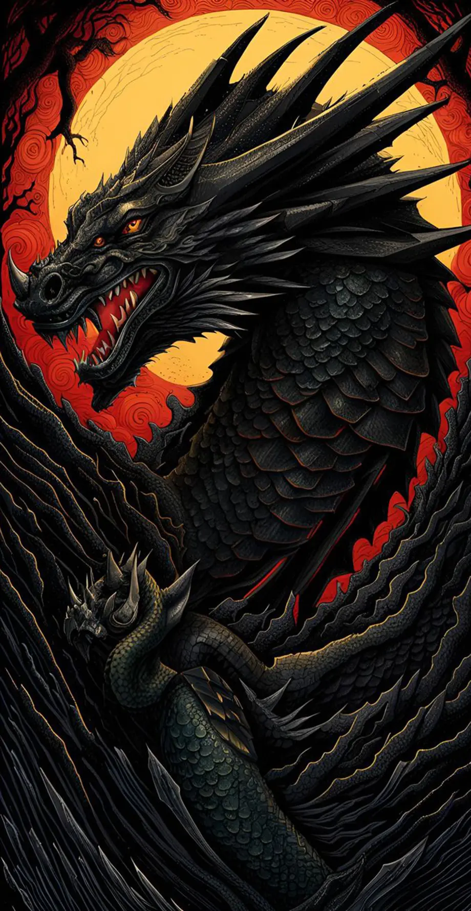 Dragon Black and red Asian Amazing Wallpaper idea Digital wallpaper, new phone wallpaper background, iPhone 15 Plus wallpaper background, i Phone 15 Pro Max wallpaper background, Galaxy S24 Ultra wallpaper background, Galaxy A15 5G wallpaper background, ONEPLUS wallpaper background, for desktop, for PC, for computer