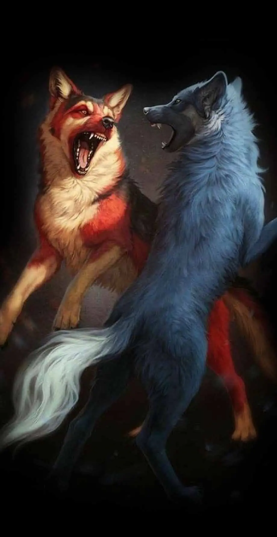 Wolf Blue and red Free Amazing Wallpaper idea