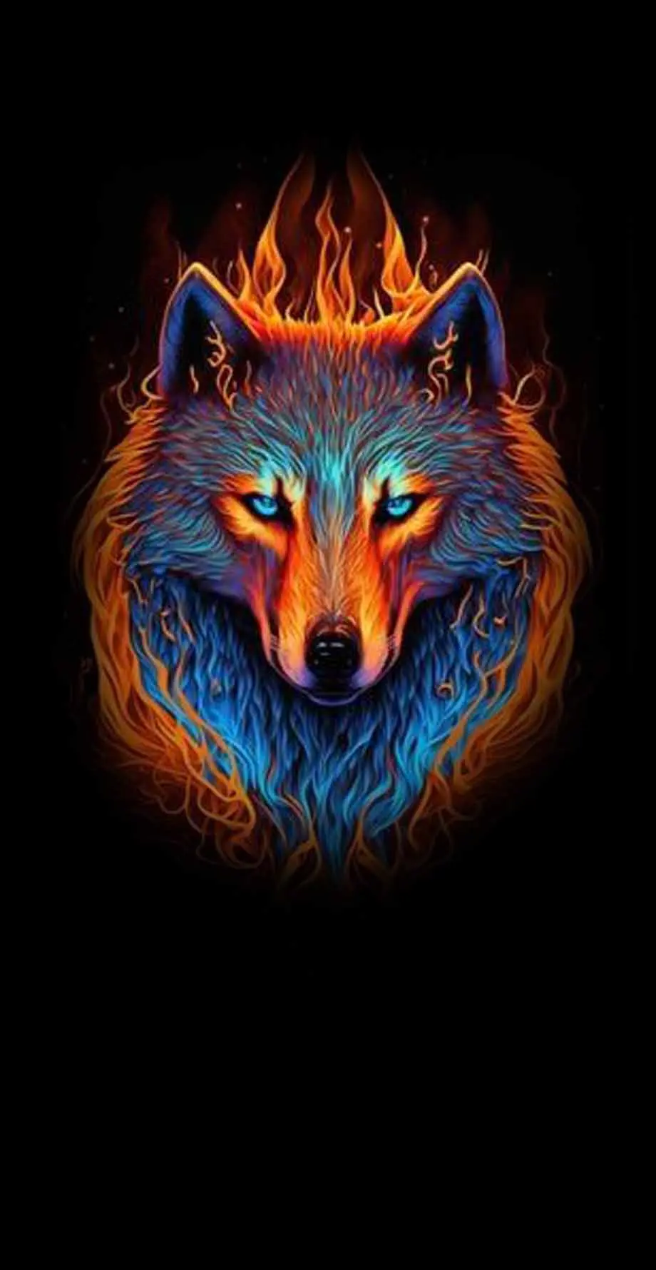 Wolf Blue and red Realistic Perfect Wallpaper background