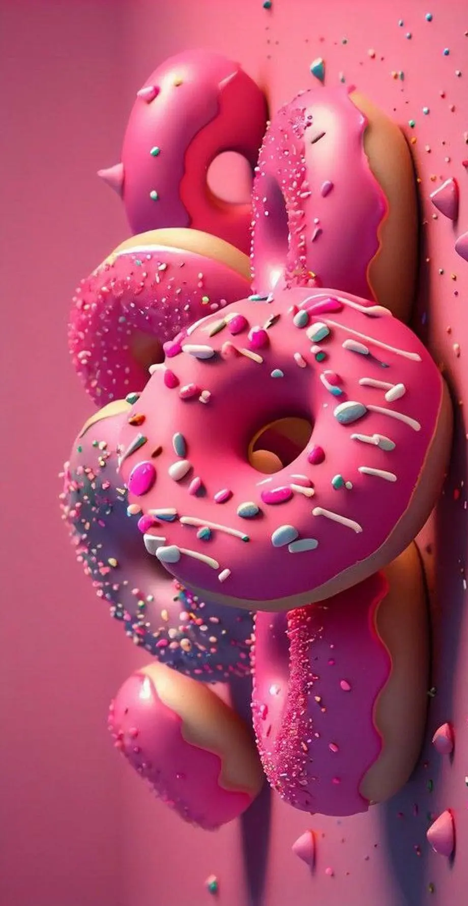 Donuts Pink Yummy Wonderful Background