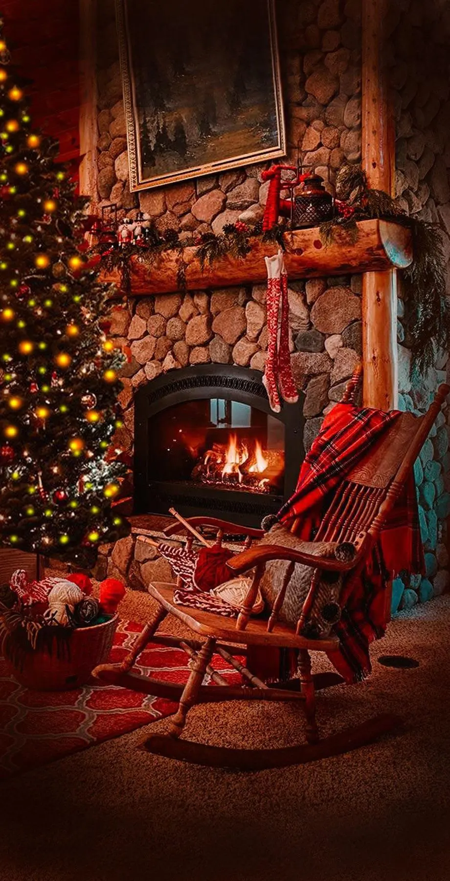 Fireplace Christmas Pretty Beautiful Wallpaper