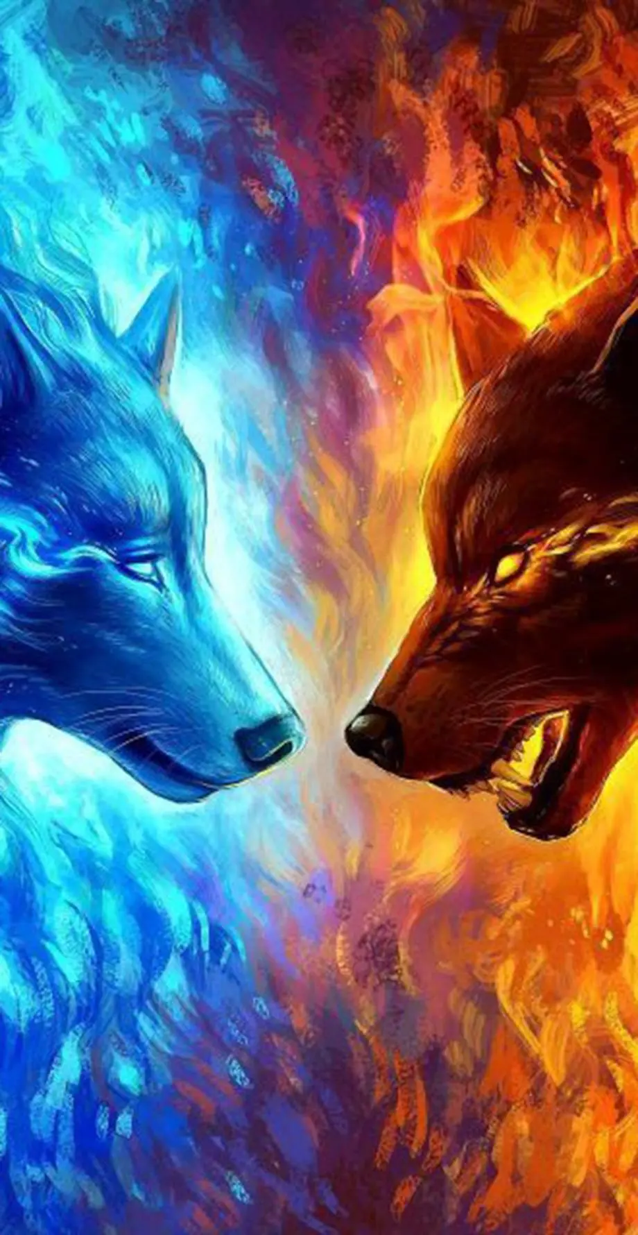 Wolf Fire  and Ice Strict Nice Wallpaper