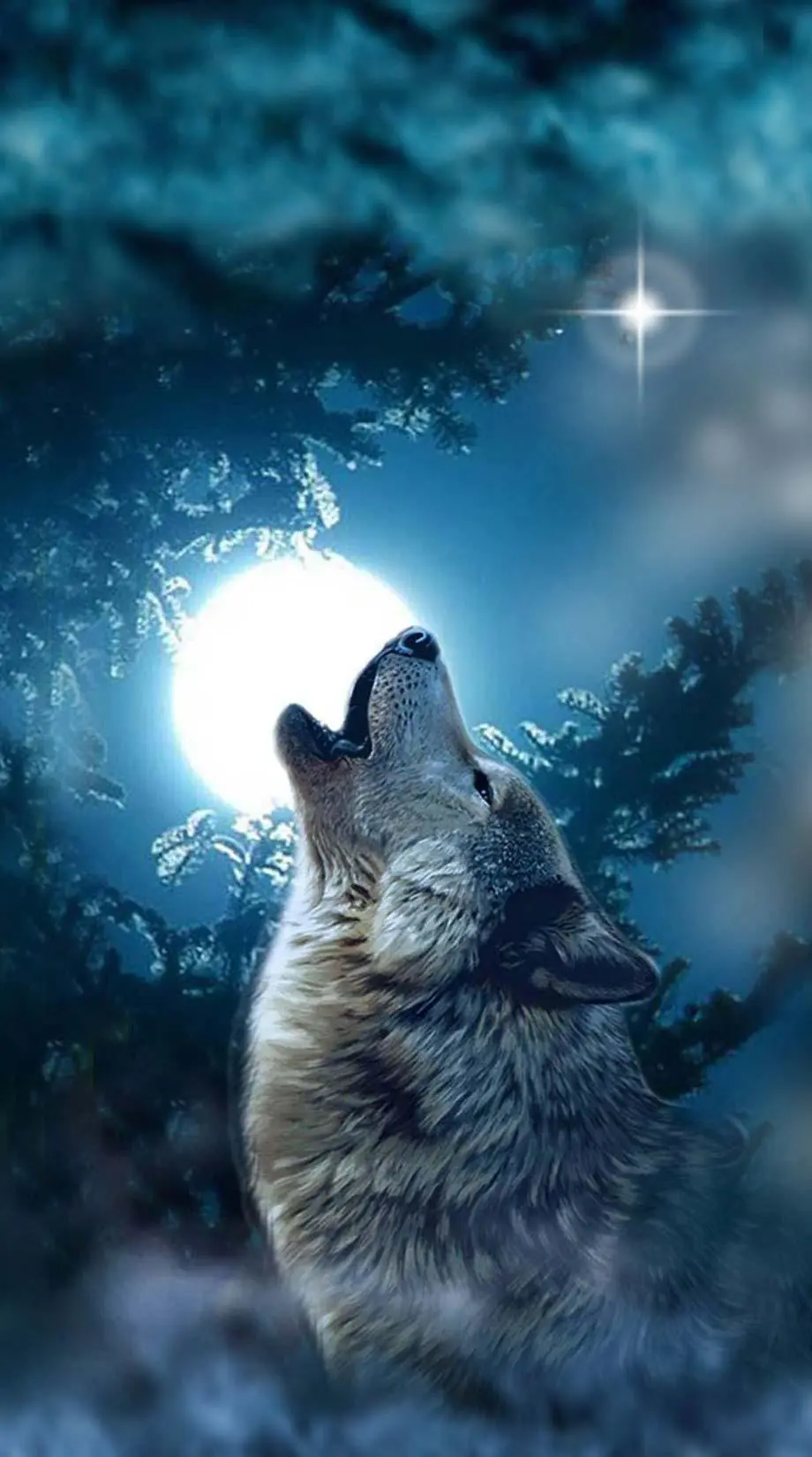 Wolf Moon Fantasy Perfect Background