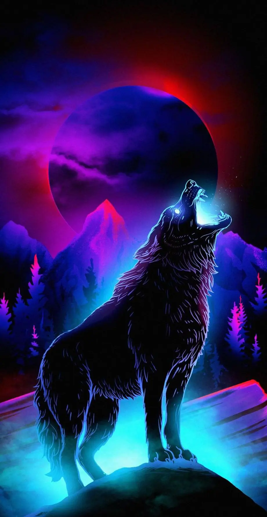 Wolf Neon smartphone Great Background picture