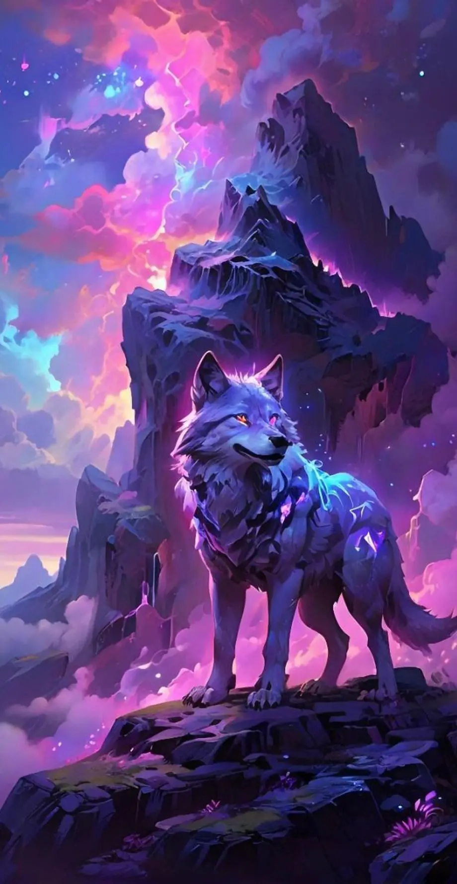 Wolves Neon Amazing Great Wallpaper