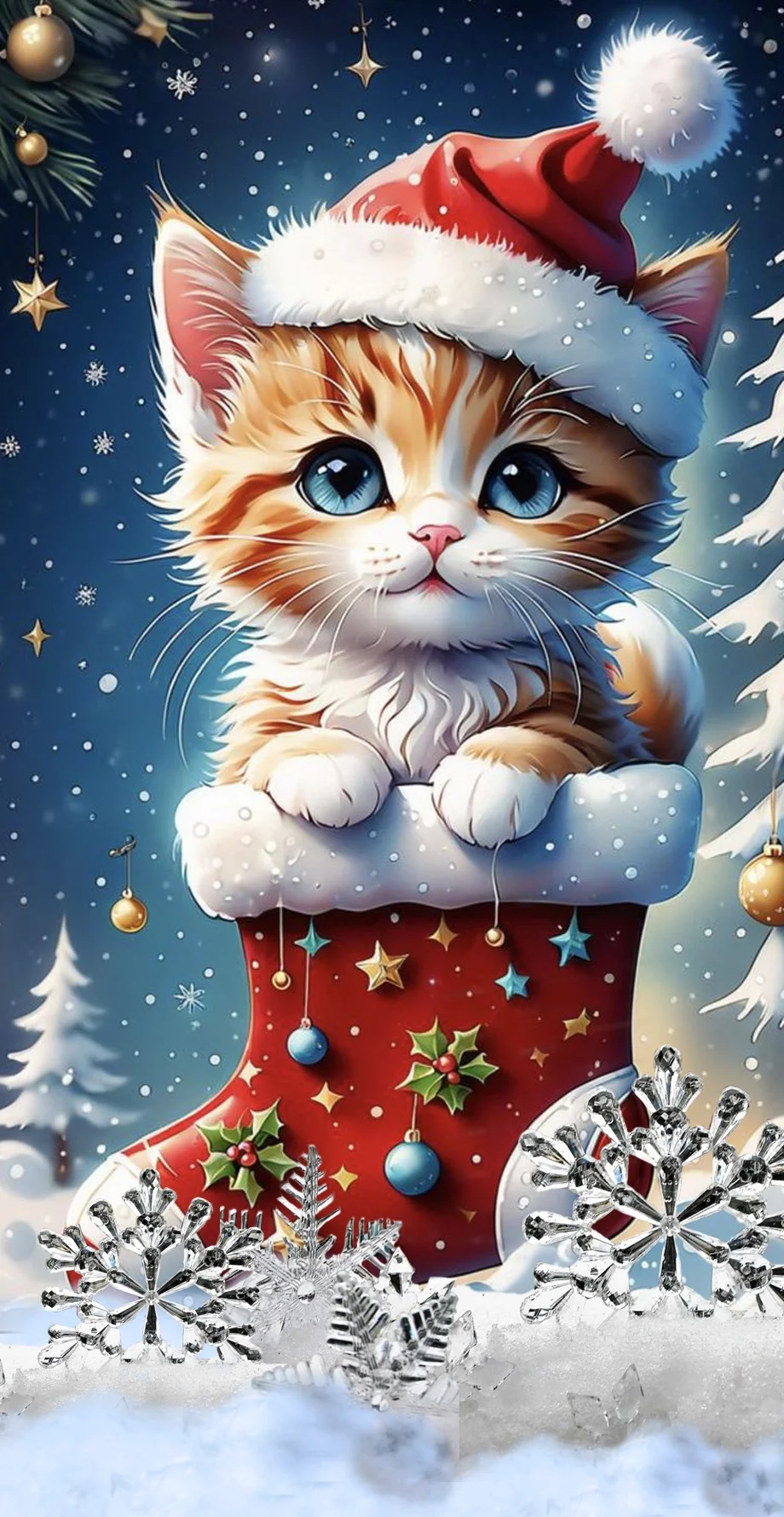 Christmas Cat Neat Beautiful Background picture