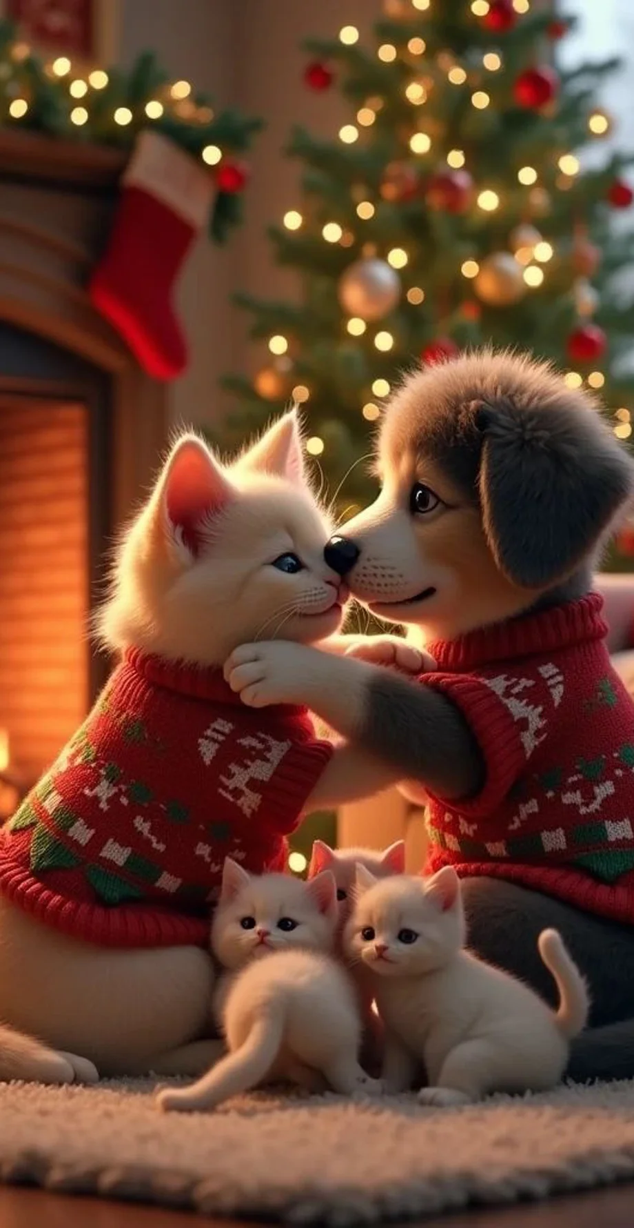 Christmas Dog Fantasy Wonderful Wallpaper